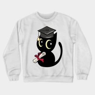 Funny Black cat is graduating Crewneck Sweatshirt